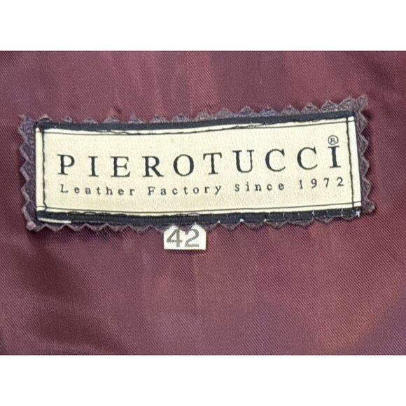 Pierotucci Womens Purple Leather Jacket With Zipper Closure Size 42 - Picture 6 of 8